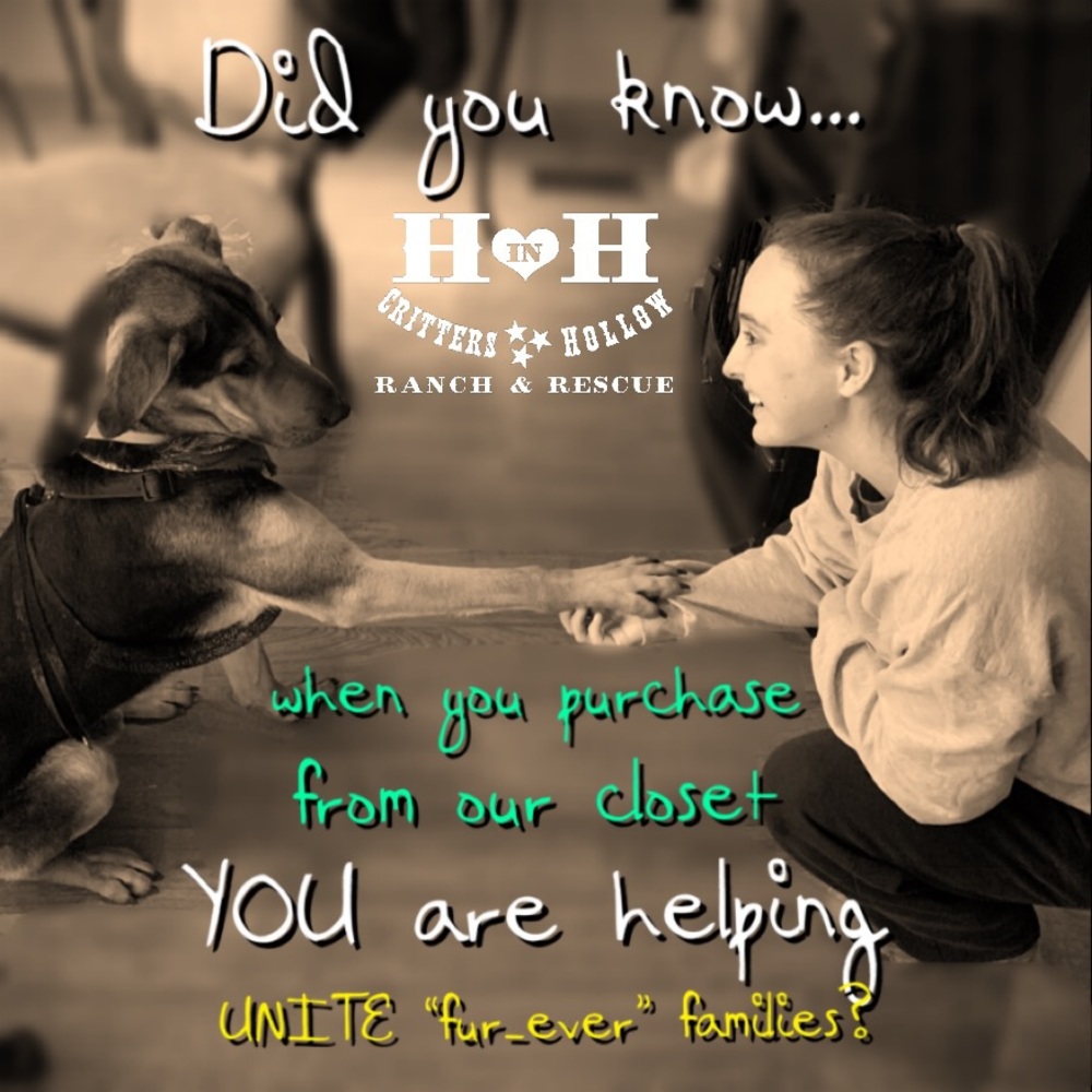 Your purchase from our closet is a donation! 🐾❤️